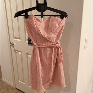 Express Strapless Blush Pink Tie-Waist Dress